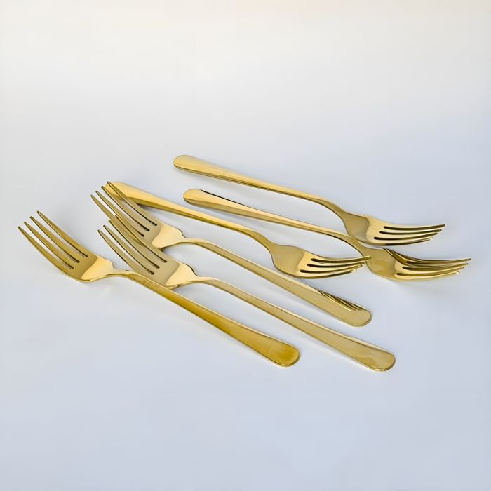 6pcs Long Back Forks-14G-Golden PVD Coated — gold PVD coated stainless steel, Fusion Coatings Lahore