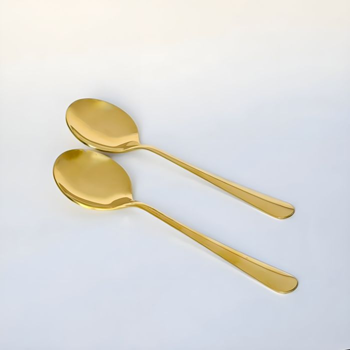 2pcs Long Back Curry Spoon-14G-Golden PVD Coated — gold PVD coated stainless steel, Fusion Coatings Lahore