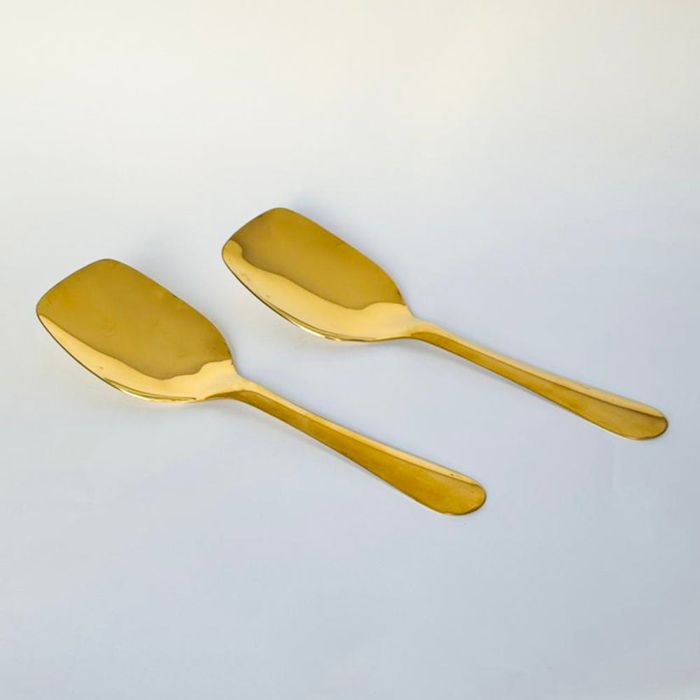 2pcs Long Back Rice Serving Spoon-14G-Golden PVD Coated — gold PVD coated stainless steel, Fusion Coatings Lahore