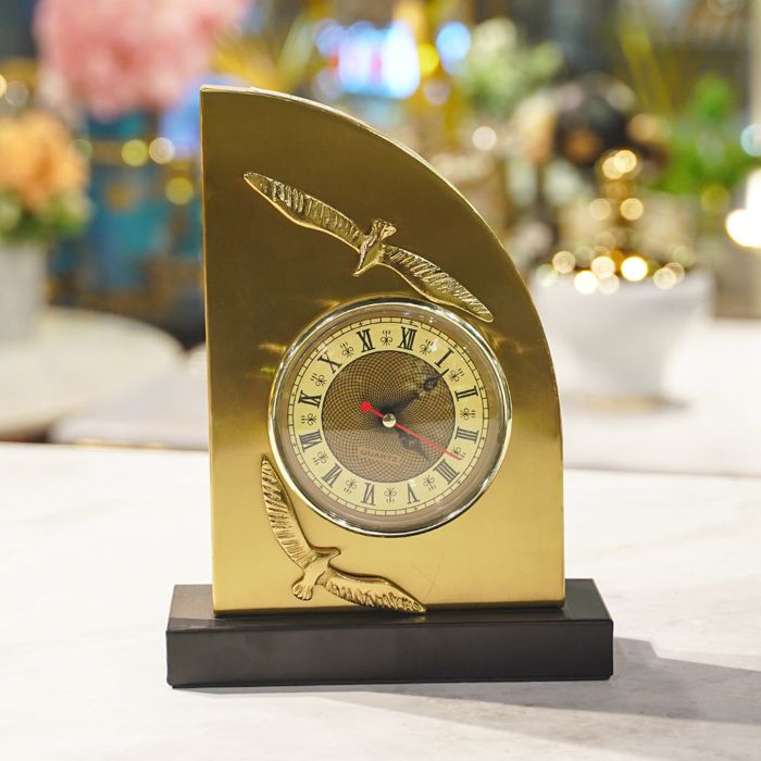Golden Metal D Shaped Clock — fusion home store, Lahore