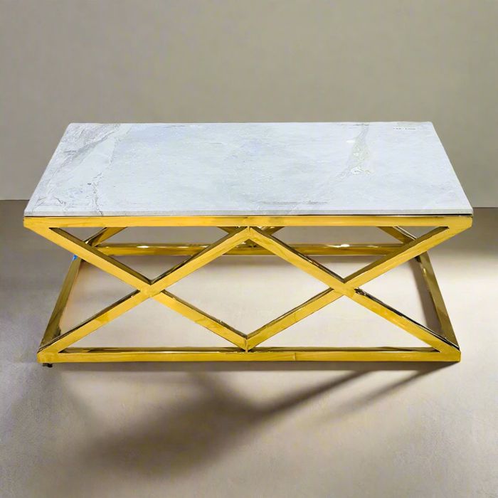 X Duo Center Table — SS gold banquet furniture, Fusion Lahore